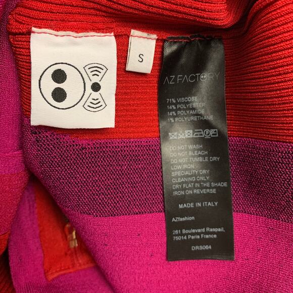 AZ FACTORY Size S Cream Black Red Viscose Blend Color Block Sleeveless Dress - Picture 4 of 7